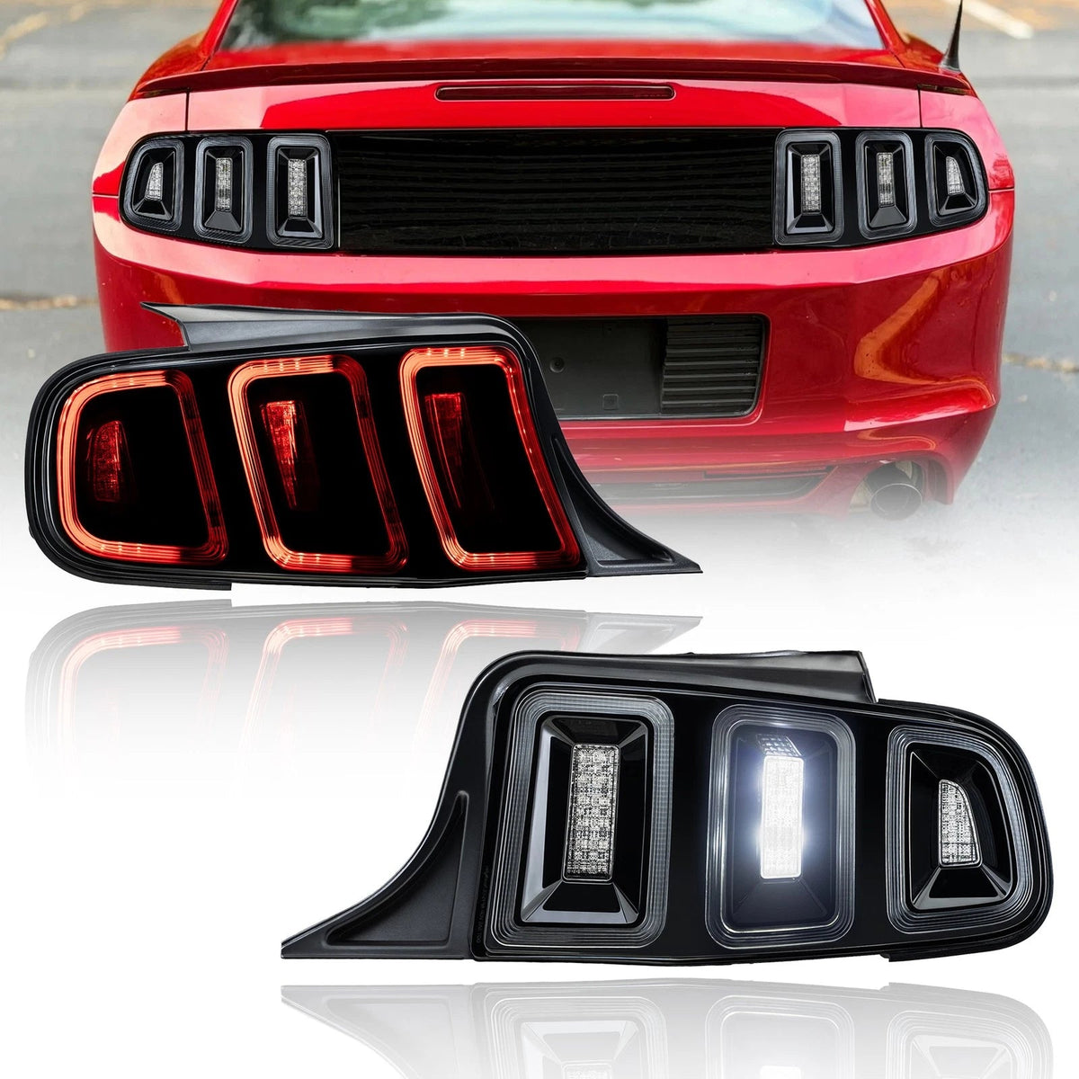 Black Full LED Sequential Tail Lights For Ford Mustang 2010-2014 w/Brake Lamps LH+RH