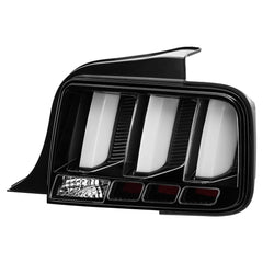 Black Sequential Tail Lights For 2005-2009 Ford Mustang w/LED Tube Signal Brake Lamps LH+RH