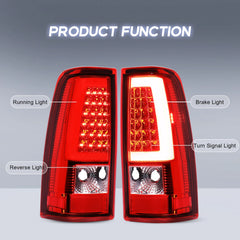 Red Tail Lights w/ Brake Lights For 2003-2006 Chevy Silverado GMC Sierra (Not For Stepside Bed Models) LH+RH