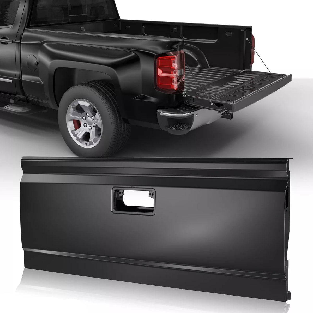 Black Steel Tailgate W/ Camera Hole For 2014-2018 Chevy Silverado GMC Sierra GM1900128