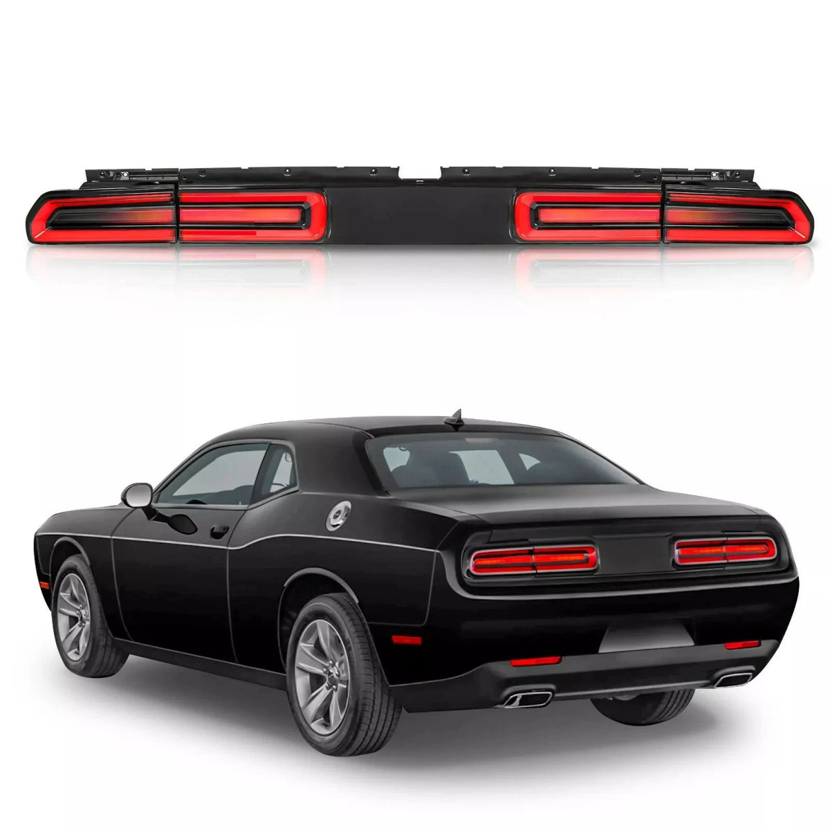 Smoked LED Tail Lights For 2008-2014 Dodge Challenger w/ Dynamic Turn Light LH+RH