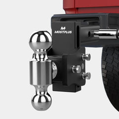 4" Adjustable Iron Trailer Tow Hitch with 2" Receiver 2" & 2-5/16" Dual Ball Mount, 8000-15000 LBS GTW For Most Truck & SUV