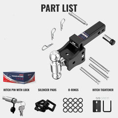 4" Adjustable Iron Trailer Tow Hitch with 2" Receiver 2" & 2-5/16" Dual Ball Mount, 8000-15000 LBS GTW For Most Truck & SUV