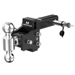 4" Adjustable Iron Trailer Tow Hitch with 2" Receiver 2" & 2-5/16" Dual Ball Mount, 8000-15000 LBS GTW For Most Truck & SUV