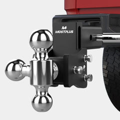 4" Adjustable Iron Trailer Tow Hitch with 2.5" Receiver 1-7/8", 2" & 2-5/16" Tri-Ball Mount, 20000 LBS GTW For Most Truck & SUV