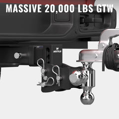 4" Adjustable Iron Trailer Tow Hitch with 2.5" Receiver 1-7/8", 2" & 2-5/16" Tri-Ball Mount, 20000 LBS GTW For Most Truck & SUV
