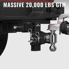 6" Adjustable Iron Trailer Tow Hitch with 2.5" Receiver 2" & 2-5/16" Dual Ball Mount, 8000-20000 LBS GTW For Most Truck & SUV
