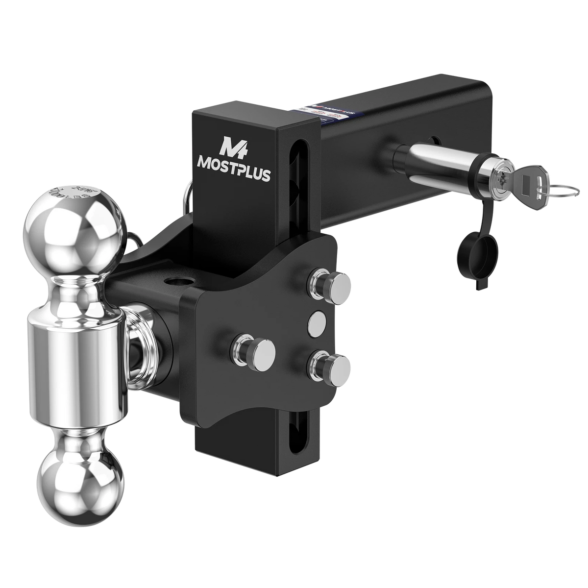 6" Adjustable Iron Trailer Tow Hitch with 2.5" Receiver 2" & 2-5/16" Dual Ball Mount, 8000-20000 LBS GTW For Most Truck & SUV