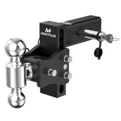 6" Adjustable Iron Trailer Tow Hitch with 2.5" Receiver 2" & 2-5/16" Dual Ball Mount, 8000-20000 LBS GTW For Most Truck & SUV