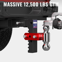 8" Adjustable Aluminium Trailer Tow Hitch with 2" Receiver 2" & 2-5/16" Dual Ball Mount, 12500 LBS GTW For Most Truck & SUV