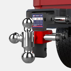 6" Adjustable Aluminium Trailer Tow Hitch with 2" Receiver 1-7/8", 2" & 2-5/16" Tri-Ball Mount, 12500 LBS GTW For Most Truck & SUV