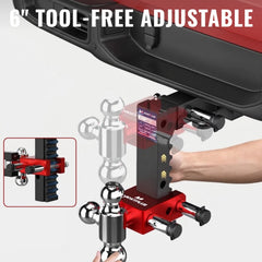 6" Adjustable Aluminium Trailer Tow Hitch with 2" Receiver 1-7/8", 2" & 2-5/16" Tri-Ball Mount, 12500 LBS GTW For Most Truck & SUV
