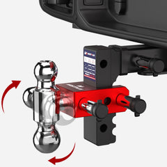 6" Adjustable Aluminium Trailer Tow Hitch with 2" Receiver 1-7/8", 2" & 2-5/16" Tri-Ball Mount, 12500 LBS GTW For Most Truck & SUV