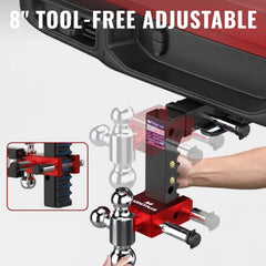 8" Adjustable Aluminium Trailer Tow Hitch with 2" Receiver 1-7/8", 2" & 2-5/16" Tri-Ball Mount, 12500 LBS GTW For Most Truck & SUV