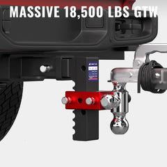 8" Adjustable Aluminium Trailer Tow Hitch with 2.5" Receiver 1-7/8", 2" & 2-5/16" Tri-Ball Mount, 18500 LBS GTW For Most Truck & SUV