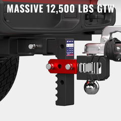 8" Adjustable Aluminium Trailer Tow Hitch with 2" Receiver 2" & 2-5/16" Dual Ball Mount, Tow Shackle, 8000-12500 LBS GTW For Most Truck & SUV