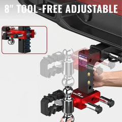8" Adjustable Aluminium Trailer Tow Hitch with 2" Receiver 2" & 2-5/16" Dual Ball Mount, Tow Shackle, 8000-12500 LBS GTW For Most Truck & SUV