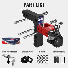 8" Adjustable Aluminium Trailer Tow Hitch with 2" Receiver 2" & 2-5/16" Dual Ball Mount, Tow Shackle, 8000-12500 LBS GTW For Most Truck & SUV
