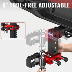 8" Adjustable Aluminium Trailer Tow Hitch with 2.5" Receiver 2" & 2-5/16" Dual Ball Mount, Tow Shackle, 18500 LBS GTW, Tow Shackle For Most Truck & SUV