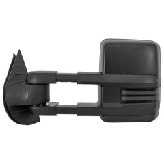 Black Power Folding Tow Mirrors For 2007-2013 Silverado Sierra 1500 w/Switchback Turn Signal, Clearance Lamps, White Running Lights