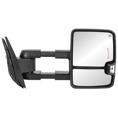 Black Power Folding Tow Mirrors For 2007-2013 Silverado Sierra 1500 w/Switchback Turn Signal, Clearance Lamps, White Running Lights