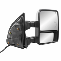 Pair Chrome Power Heated Tow Mirrors For 1999-2007 Ford F250 F350 F450 F550 Super Duty w/ Smoked Turn Signal Lights