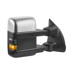Pair Chrome Power Heated Tow Mirrors For 1999-2007 Ford F250 F350 F450 F550 Super Duty w/ Smoked Turn Signal Lights