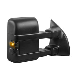Pair Black Tow Mirrors For 2008-2016 Ford F250/F350/F450/F550 Super Duty w/ Power Heated, Smoked Turn Signal Lights