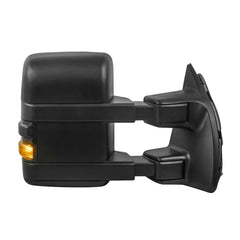 Pair Black Tow Mirrors For 2008-2016 Ford F250/F350/F450/F550 Super Duty w/ Power Heated, Smoked Turn Signal Lights