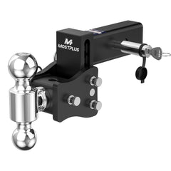 4" Adjustable Trailer Tow Hitch with 2.5" Receiver 2" & 2-5/16" Dual Ball Mount, 8000-20000 LBS GTW For Most Truck & SUV