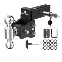 4" Adjustable Trailer Tow Hitch with 2.5" Receiver 2" & 2-5/16" Dual Ball Mount, 8000-20000 LBS GTW For Most Truck & SUV
