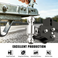4" Adjustable Trailer Tow Hitch with 2.5" Receiver 2" & 2-5/16" Dual Ball Mount, 8000-20000 LBS GTW For Most Truck & SUV