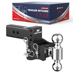 4" Adjustable Trailer Tow Hitch with 2.5" Receiver 2" & 2-5/16" Dual Ball Mount, 8000-20000 LBS GTW For Most Truck & SUV