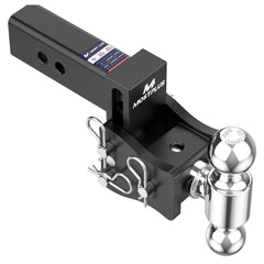 4" Adjustable Trailer Tow Hitch with 2.5" Receiver 2" & 2-5/16" Dual Ball Mount, 8000-20000 LBS GTW For Most Truck & SUV