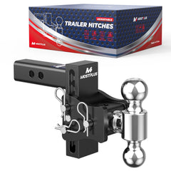 6" Adjustable Trailer Tow Hitch with 2" Receiver 2" & 2-5/16" Dual Ball Mount, 15000 LBS GTW For Most Truck & SUV