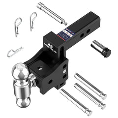 6" Adjustable Trailer Tow Hitch with 2" Receiver 2" & 2-5/16" Dual Ball Mount, 15000 LBS GTW For Most Truck & SUV