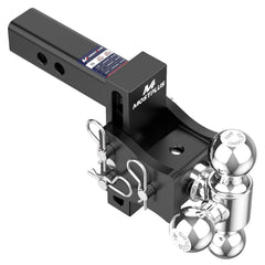 6" Adjustable Trailer Tow Hitch with 2" Receiver 1-7/8", 2" & 2-5/16" Tri-Ball Mount, 5000-15000 LBS GTW For Most Truck & SUV