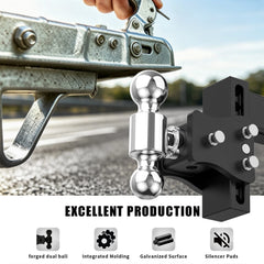 6" Adjustable Trailer Tow Hitch with 2.5" Receiver 2" & 2-5/16" Dual Ball Mount, 8000-15000 LBS GTW For Most Truck & SUV