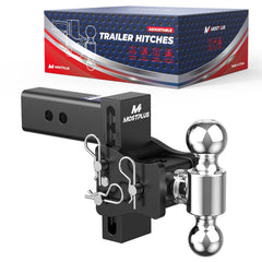 6" Adjustable Trailer Tow Hitch with 2.5" Receiver 2" & 2-5/16" Dual Ball Mount, 8000-15000 LBS GTW For Most Truck & SUV