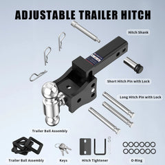4" Adjustable Trailer Tow Hitch with 2" Receiver 2" & 2-5/16" Dual Ball Mount, 8000-20000 LBS GTW For Most Truck & SUV