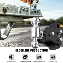 4" Adjustable Trailer Tow Hitch with 2" Receiver 2" & 2-5/16" Dual Ball Mount, 8000-20000 LBS GTW For Most Truck & SUV
