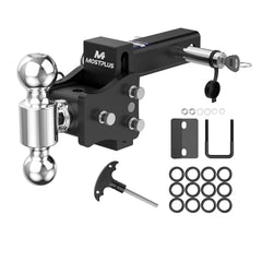 4" Adjustable Trailer Tow Hitch with 2" Receiver 2" & 2-5/16" Dual Ball Mount, 8000-20000 LBS GTW For Most Truck & SUV