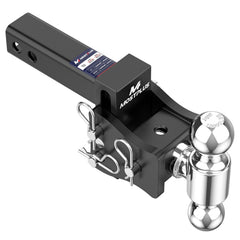 4" Adjustable Trailer Tow Hitch with 2" Receiver 2" & 2-5/16" Dual Ball Mount, 8000-20000 LBS GTW For Most Truck & SUV
