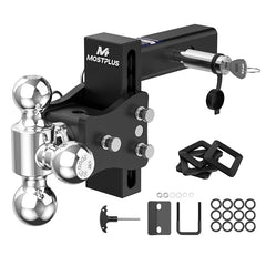 4" Adjustable Trailer Tow Hitch with 2.5" Receiver 1-7/8", 2" & 2-5/16" Tri-Ball Mount, 20000 LBS GTW For Most Truck & SUV