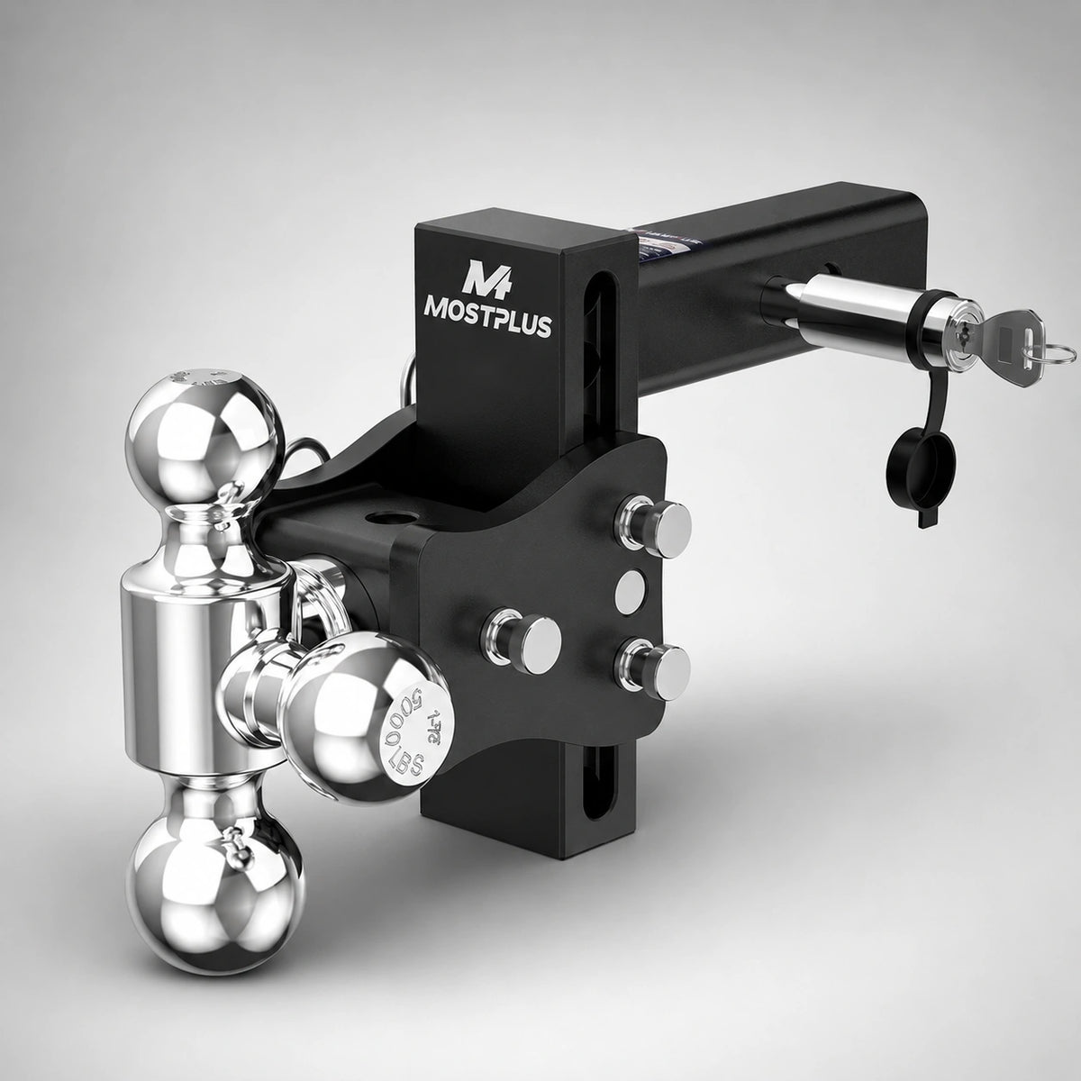 4" Adjustable Trailer Tow Hitch with 2.5" Receiver 1-7/8", 2" & 2-5/16" Tri-Ball Mount, 20000 LBS GTW For Most Truck & SUV