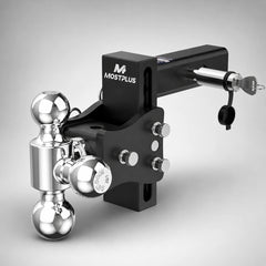 4" Adjustable Trailer Tow Hitch with 2.5" Receiver 1-7/8", 2" & 2-5/16" Tri-Ball Mount, 20000 LBS GTW For Most Truck & SUV