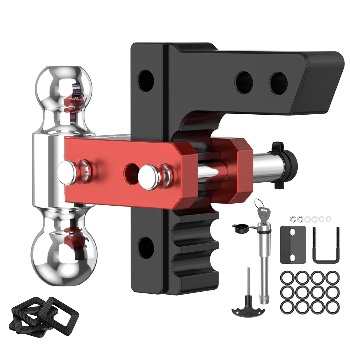 6" Adjustable Trailer Tow Hitch with 2" Receiver 2" & 2-5/16" Dual Ball Mount, 12500 LBS GTW For Most Truck & SUV