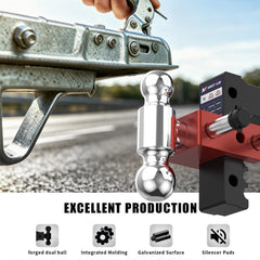 6" Adjustable Trailer Tow Hitch with 2" Receiver 2" & 2-5/16" Dual Ball Mount, 12500 LBS GTW For Most Truck & SUV