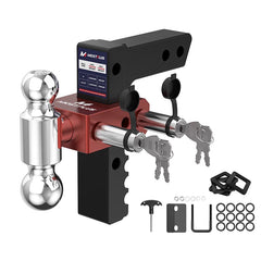 8" Adjustable Trailer Tow Hitch with 2" Receiver 2" & 2-5/16" Dual Ball Mount, 12500 LBS GTW For Most Truck & SUV