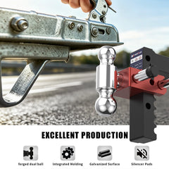 8" Adjustable Trailer Tow Hitch with 2" Receiver 2" & 2-5/16" Dual Ball Mount, 12500 LBS GTW For Most Truck & SUV